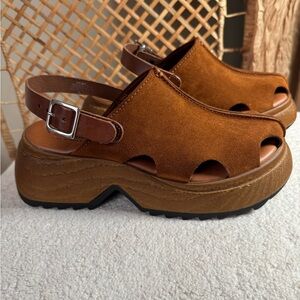 Carlo Pera Brown Suede Platform Sandals